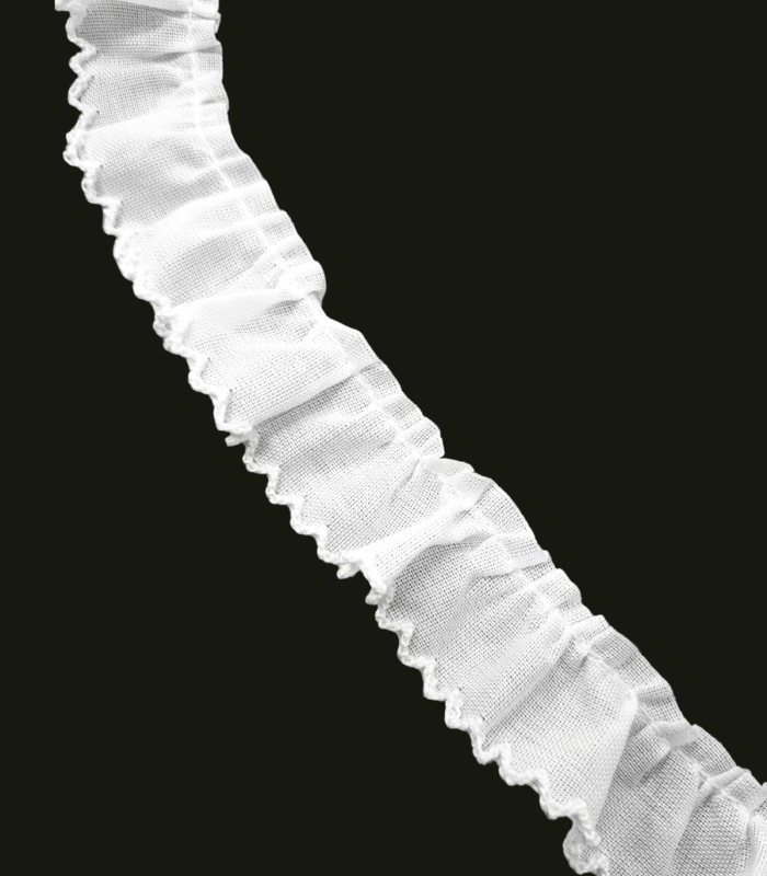Plisado de Tela Blanco de 2,5 cm con Remate de Picos Festoneados, 086203