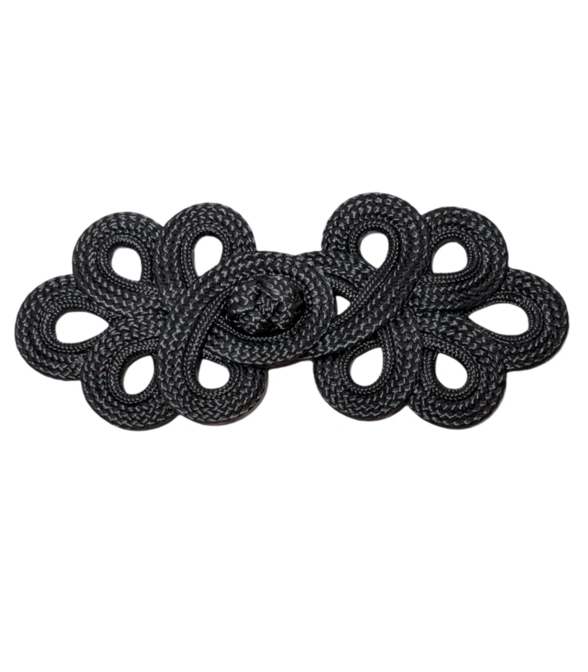 Broche Alamar de Pasamanería Negro de 14 cm para Chaquetas, Abrigos, Trajes Regionales y Hombreras Flamencas