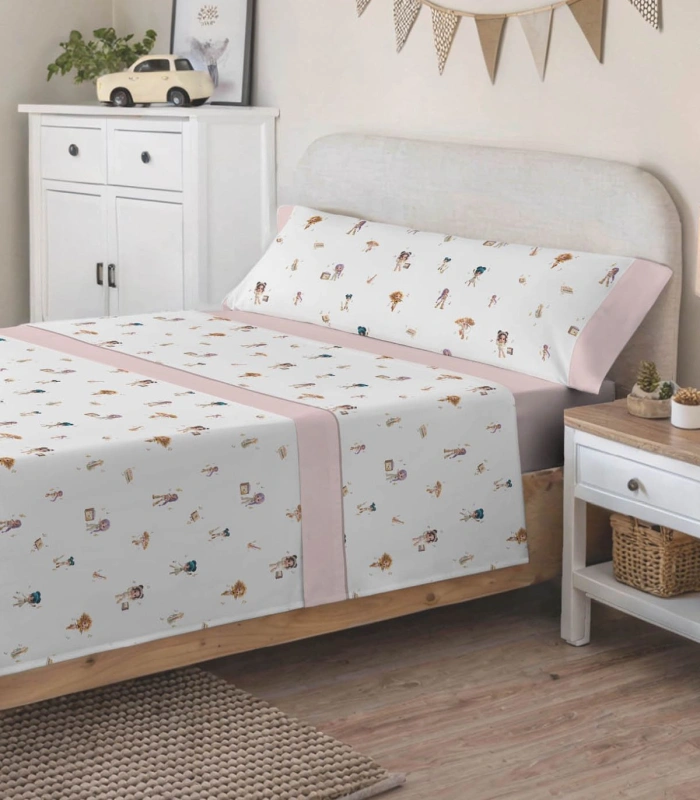 Juego de Sábanas Infantiles Kabely Kids Tiara Rosa – Catotex