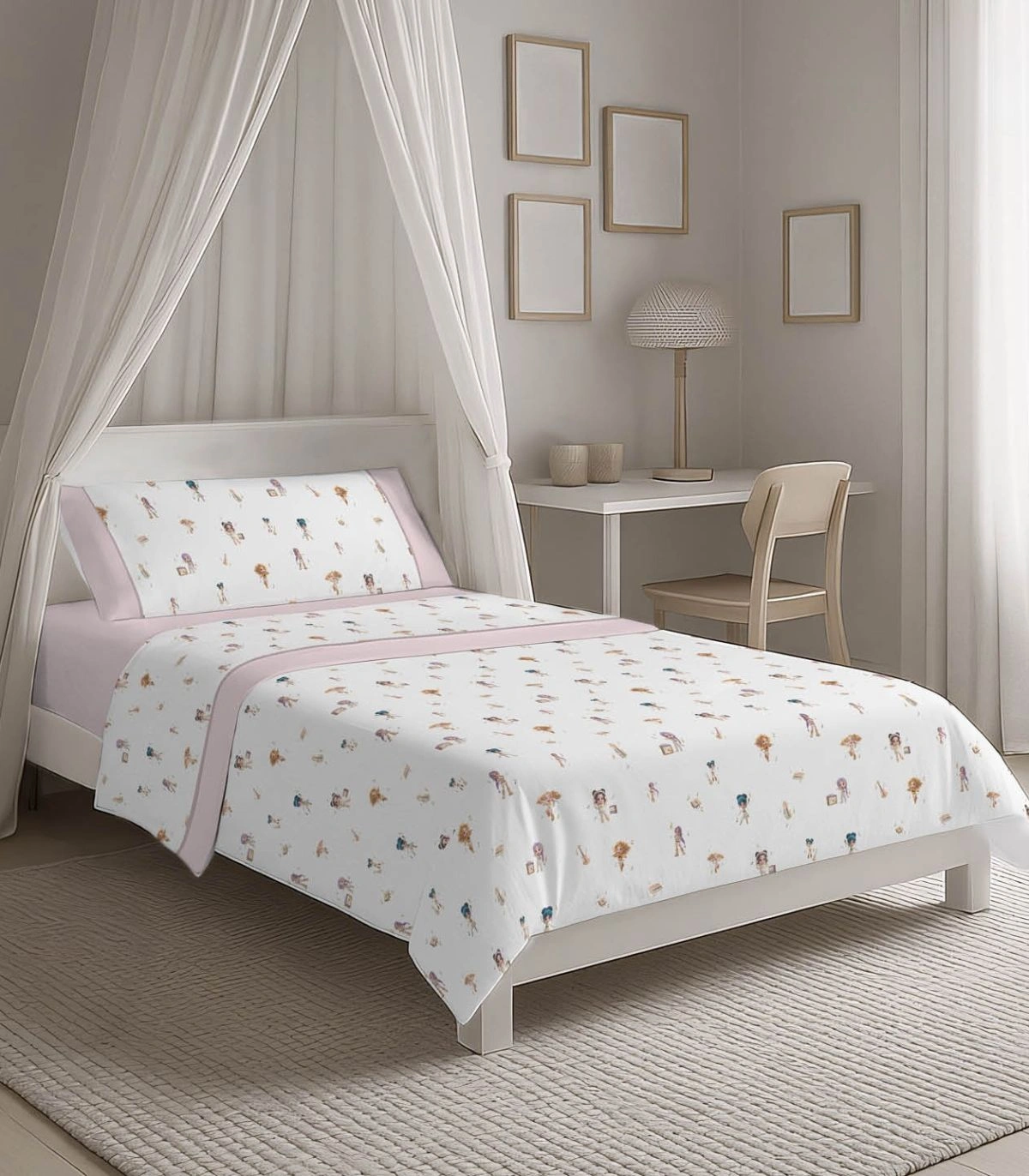 Juego de Sábanas Infantiles Kabely Kids Tiara Rosa – Catotex
