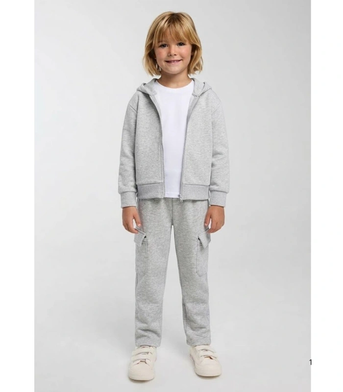 Chándal Deportivo Infantil  Gris con Cremallera Ysabel Mora Ref. 78001