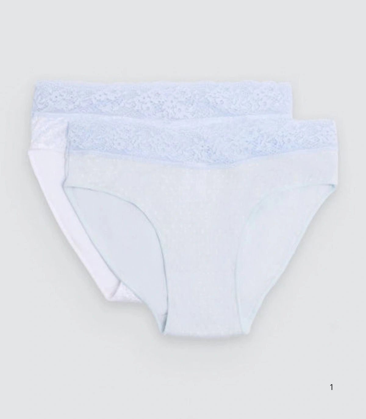 Pack de 2 Bragas Midi de Algodón Estampadas con Ribete de Encaje Azul Ysabel Mora Ref. 19555