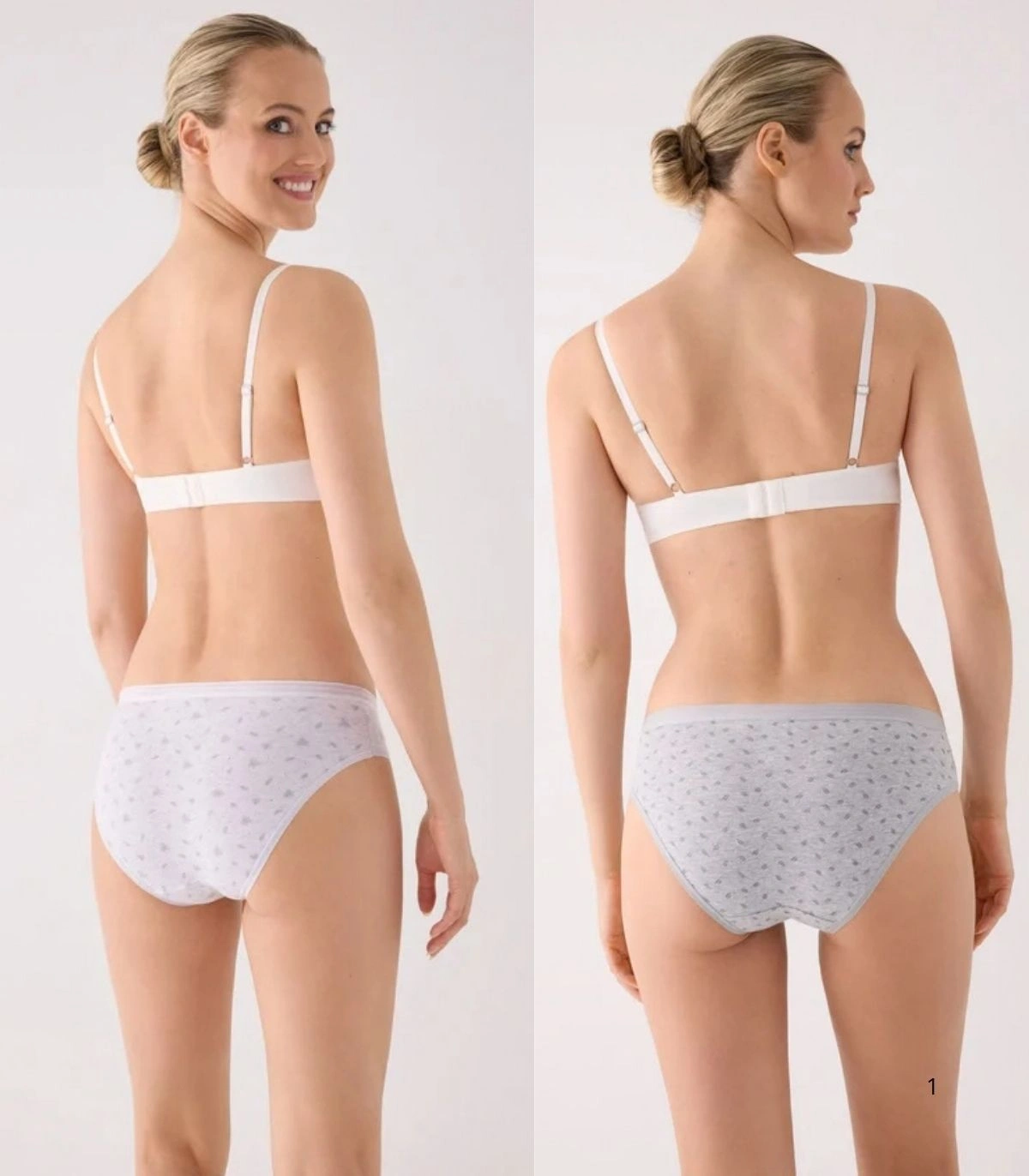 Pack de 2 Bragas Midi de Algodón Estampadas en Color Gris Ysabel Mora Ref. 19552