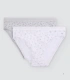 Pack de 2 Bragas Midi de Algodón Estampadas en Color Gris Ysabel Mora Ref. 19552