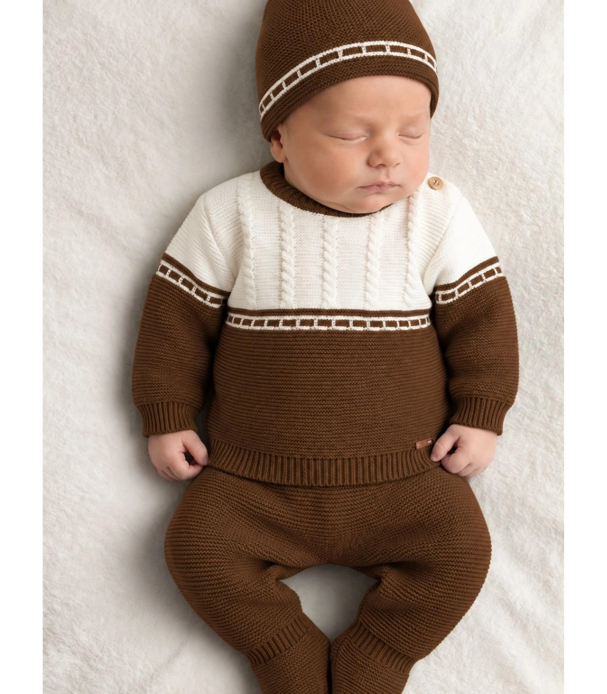 Conjunto de Polaina de Lana 3 Piezas para Bebé Marrón 26C2021 Baby