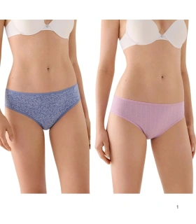 Pack de 2 Bragas Midi de Algodón Estampadas Rosa y Azul Ysabel Mora