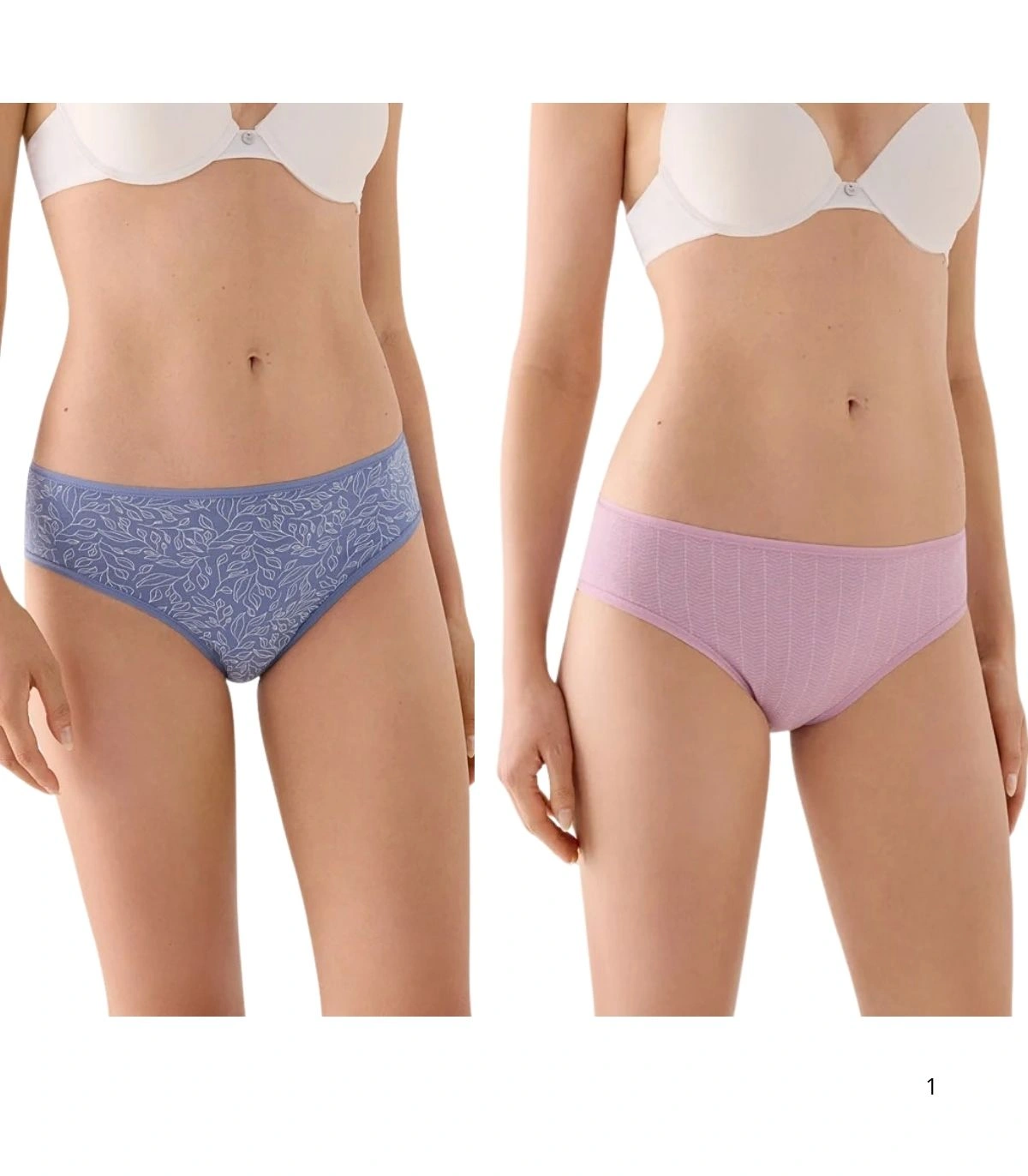 Pack de 2 Bragas Midi de Algodón Estampadas Rosa y Azul Ysabel Mora