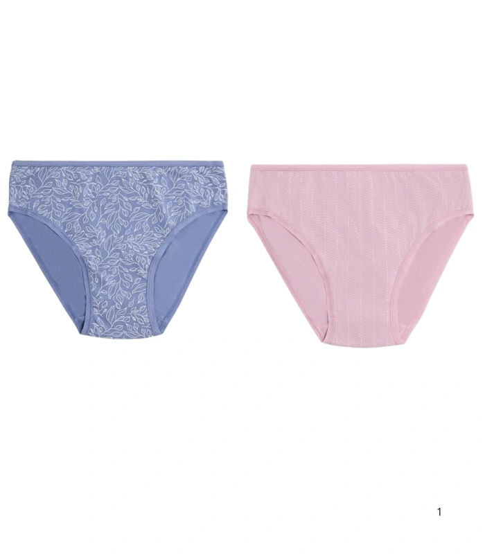 Pack de 2 Bragas Midi de Algodón Estampadas Rosa y Azul Ysabel Mora