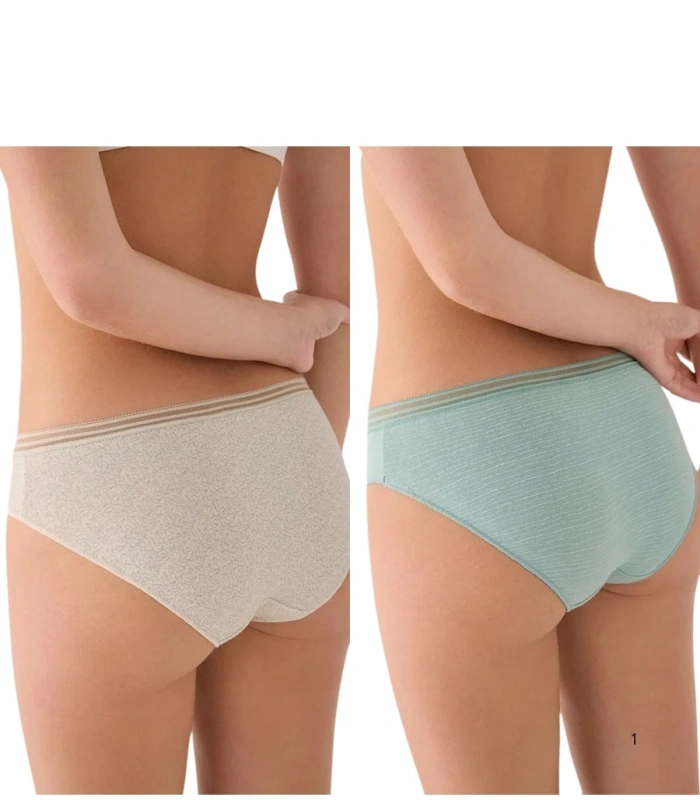 Pack de 2 Bragas Midi de Algodón Estampadas en Tonos Verdes Ysabel Mora