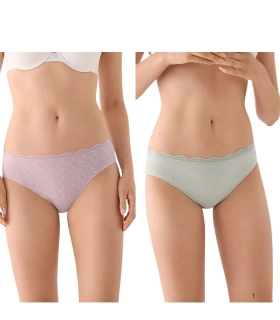 Pack de 2 Bragas de Algodón Midi Con Ribete de Encaje Ysabel Mora