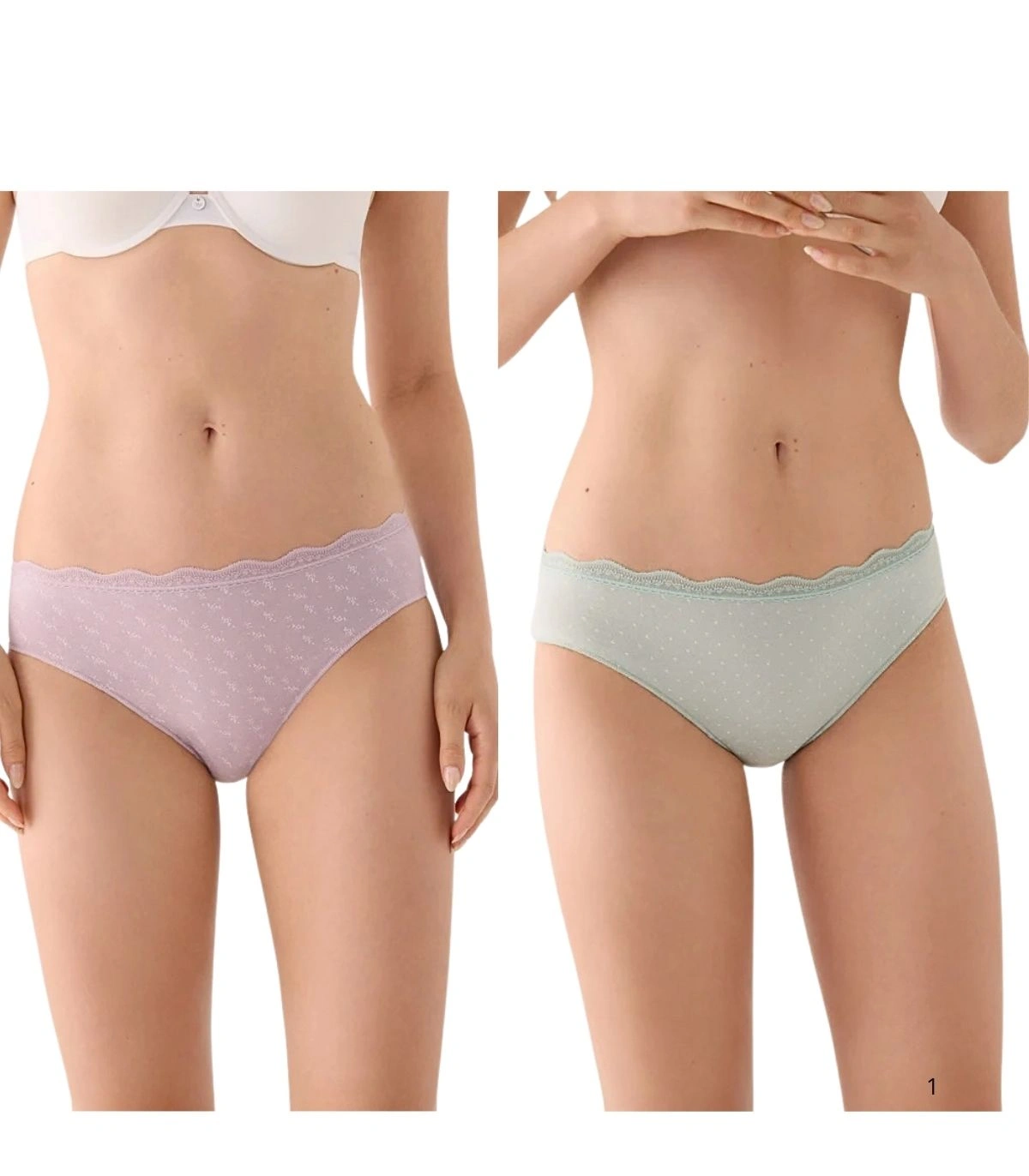 Pack de 2 Bragas de Algodón Midi Con Ribete de Encaje Ysabel Mora