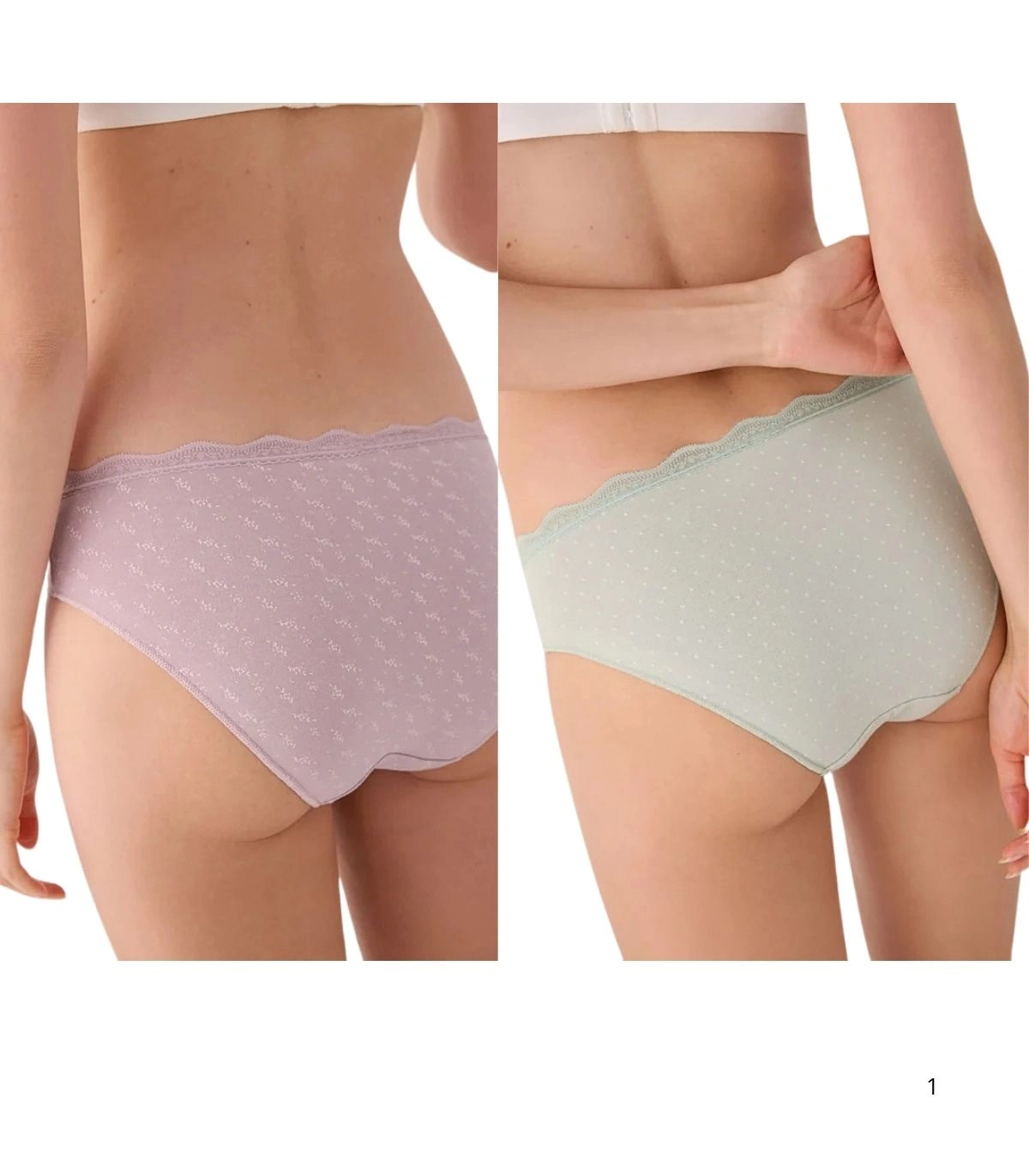 Pack de 2 Bragas de Algodón Midi Con Ribete de Encaje Ysabel Mora