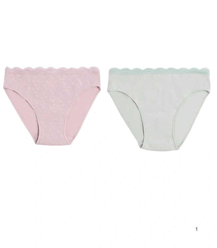 Pack de 2 Bragas de Algodón Midi Con Ribete de Encaje Ysabel Mora