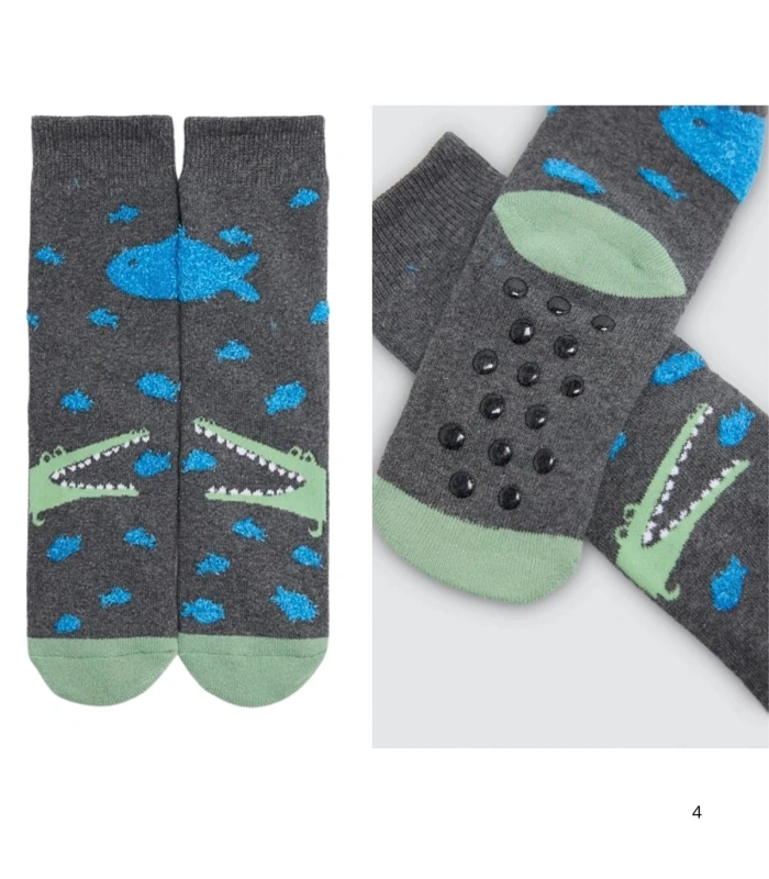 Calcetines de Niño Térmicos Antideslizantes Estampado Cocodrilos Ysabel Mora