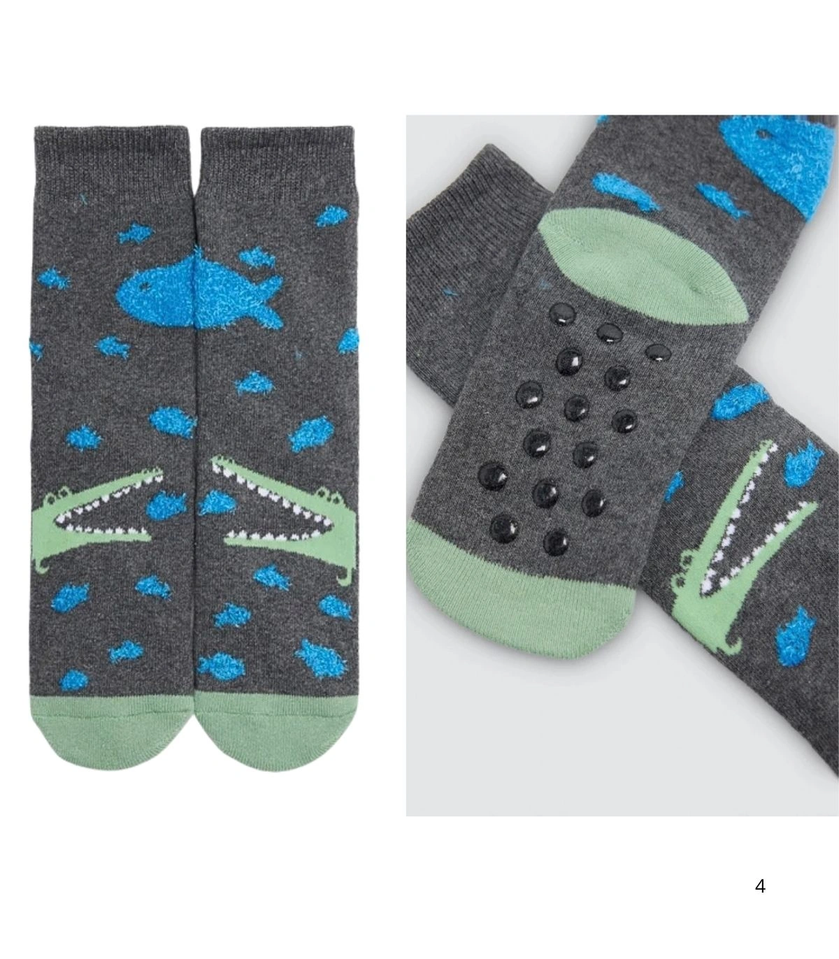 Calcetines de Niño Térmicos Antideslizantes Estampado Cocodrilos Ysabel Mora