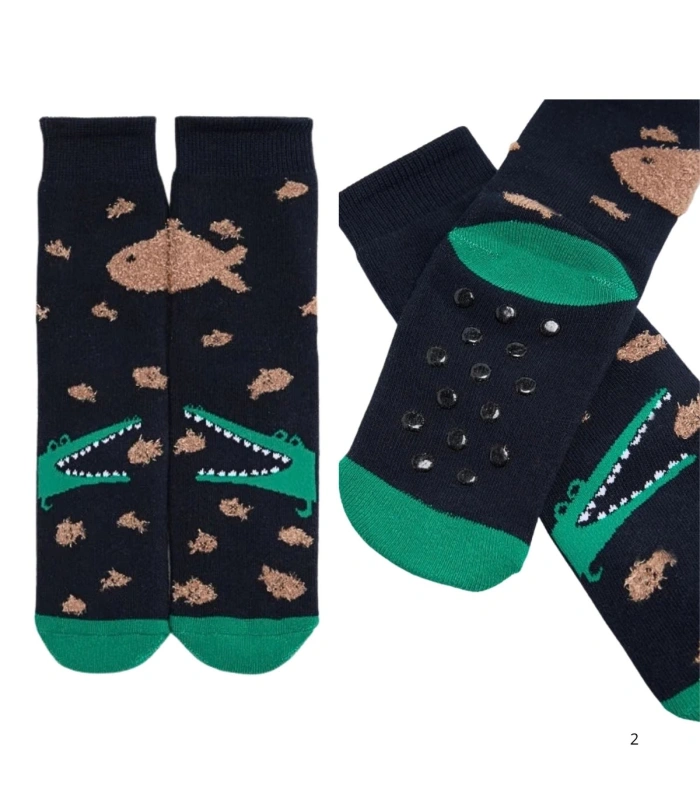 Calcetines de Niño Térmicos Antideslizantes Estampado Cocodrilos Ysabel Mora