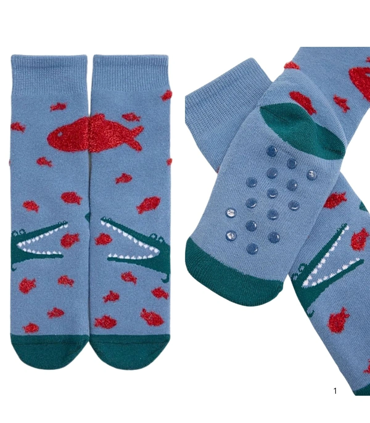 Calcetines de Niño Térmicos Antideslizantes Estampado Cocodrilos Ysabel Mora