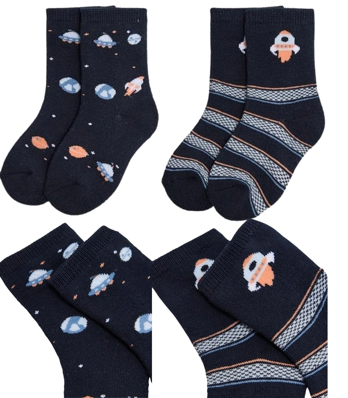 Pack de 2 Calcetines de Bebé Térmicos con Estampado Espacial Ysabel Mora