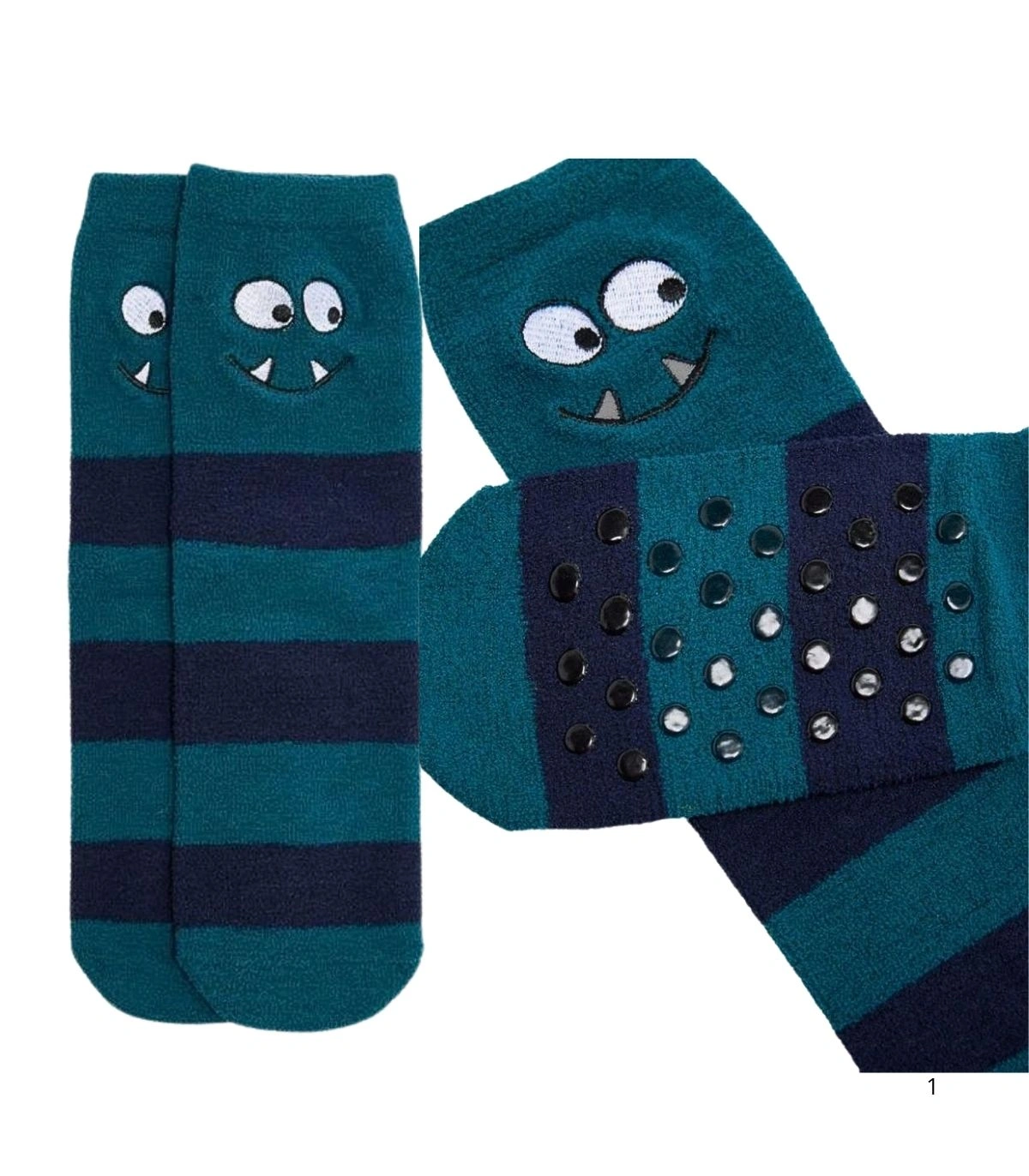 Calcetines de Niño Antideslizantes con Estampado de Rayas y Monstruos Ysabel Mora