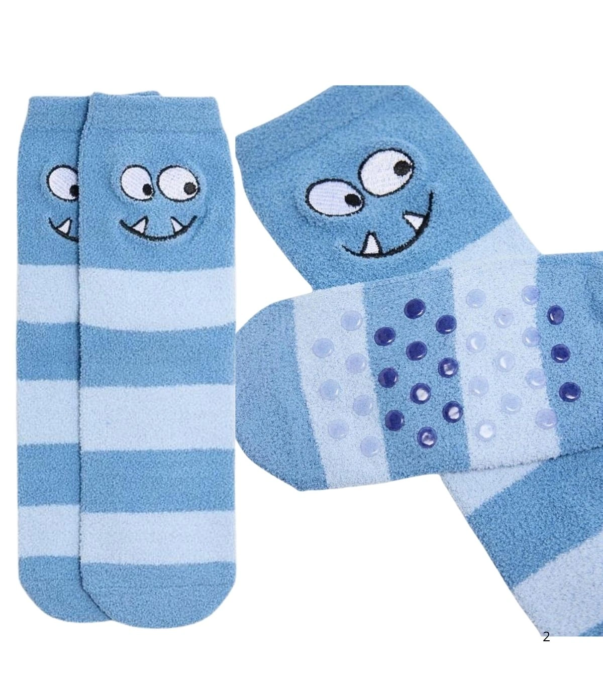 Calcetines de Niño Antideslizantes con Estampado de Rayas y Monstruos Ysabel Mora