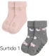 Pack de 2 Calcetines de Bebé Térmicos Antideslizantes con Doble Puño de Algodón Estampado Vacas y Patos Ysabel Mora