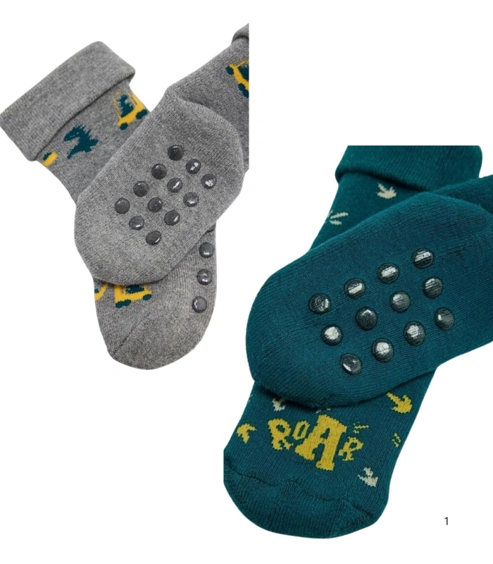 Pack de 2 Calcetines de Bebé Térmicos Antideslizantes Estampado Dinosaurios Ysabel Mora