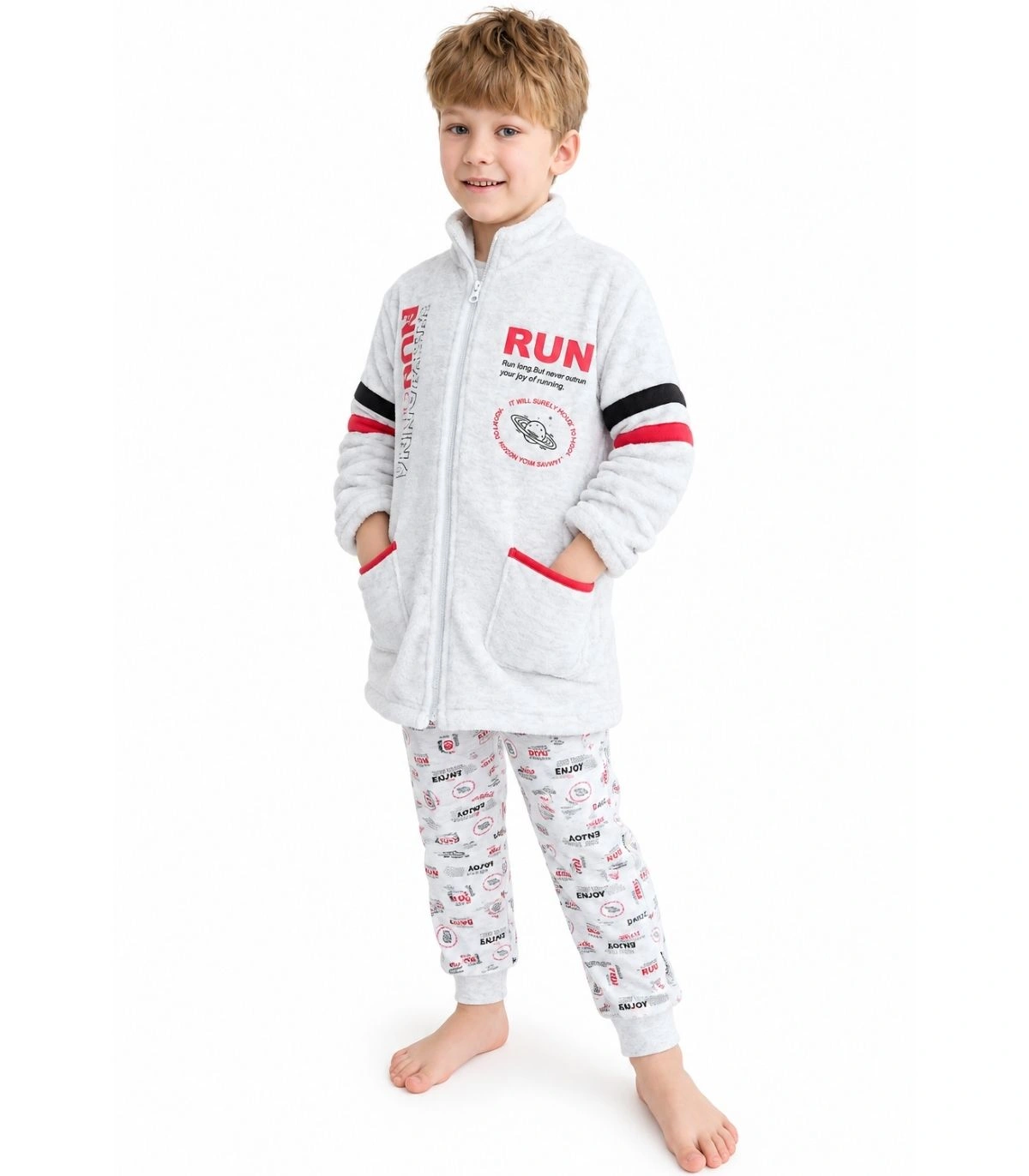 Bata de Niño Boy Run Gris Claro Talaman