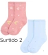 Pack de 2 Pares de Calcetines de Bebé Térmicos Estampado Lunas y Estrellas Ysabel Mora