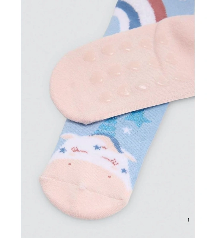 Calcetines de Niña Térmicos Antideslizantes de Algodón con Estampado de Unicornios y Arcoíris Ysabel Mora 32609