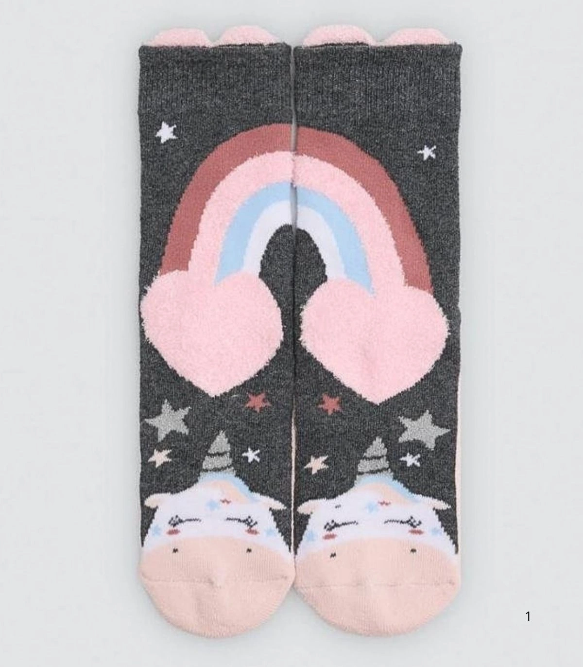 Calcetines de Niña Térmicos Antideslizantes de Algodón con Estampado de Unicornios y Arcoíris Ysabel Mora 32609