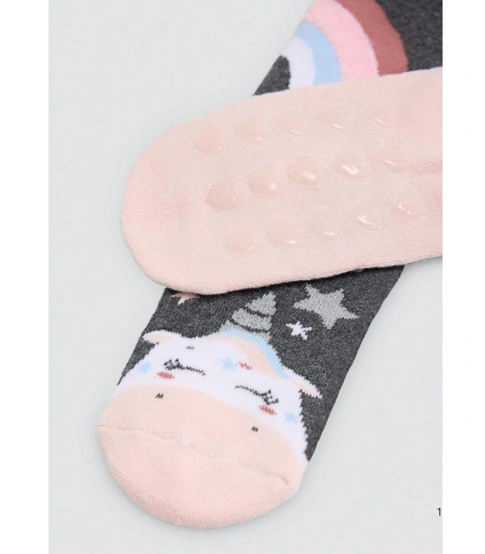 Calcetines de Niña Térmicos Antideslizantes de Algodón con Estampado de Unicornios y Arcoíris Ysabel Mora 32609