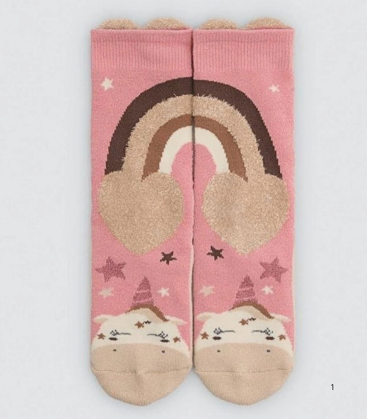 Calcetines de Niña Térmicos Antideslizantes de Algodón con Estampado de Unicornios y Arcoíris Ysabel Mora 32609