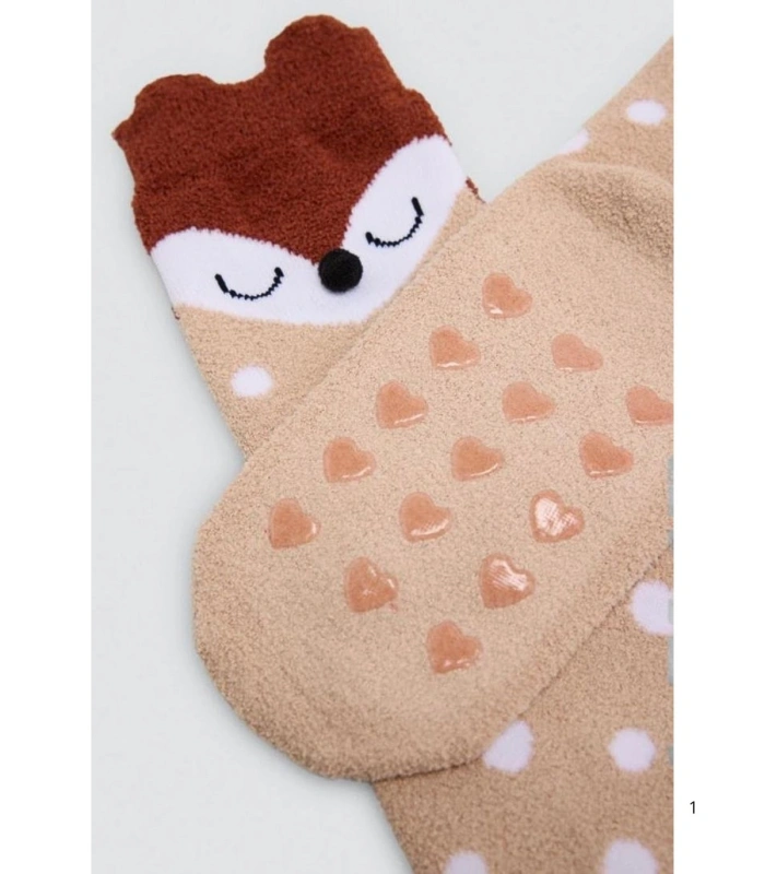 Calcetines de Niña Térmicos Antideslizantes con Detalles 3D y Caritas de Animales Ysabel Mora 32610
