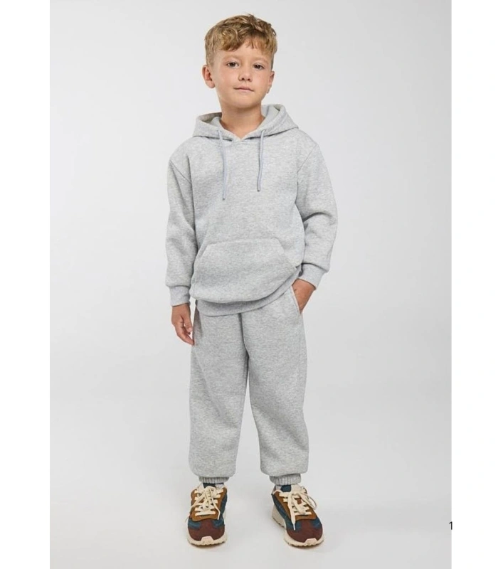 Chándal Deportivo de Niño Afelpado con Sudadera y Jogger Ancho en Color Gris Ysabel Mora 78500