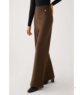 Pantalón Ancho Cálido de Tiro Alto para Mujer en Color Marrón Ysabel Mora 70727