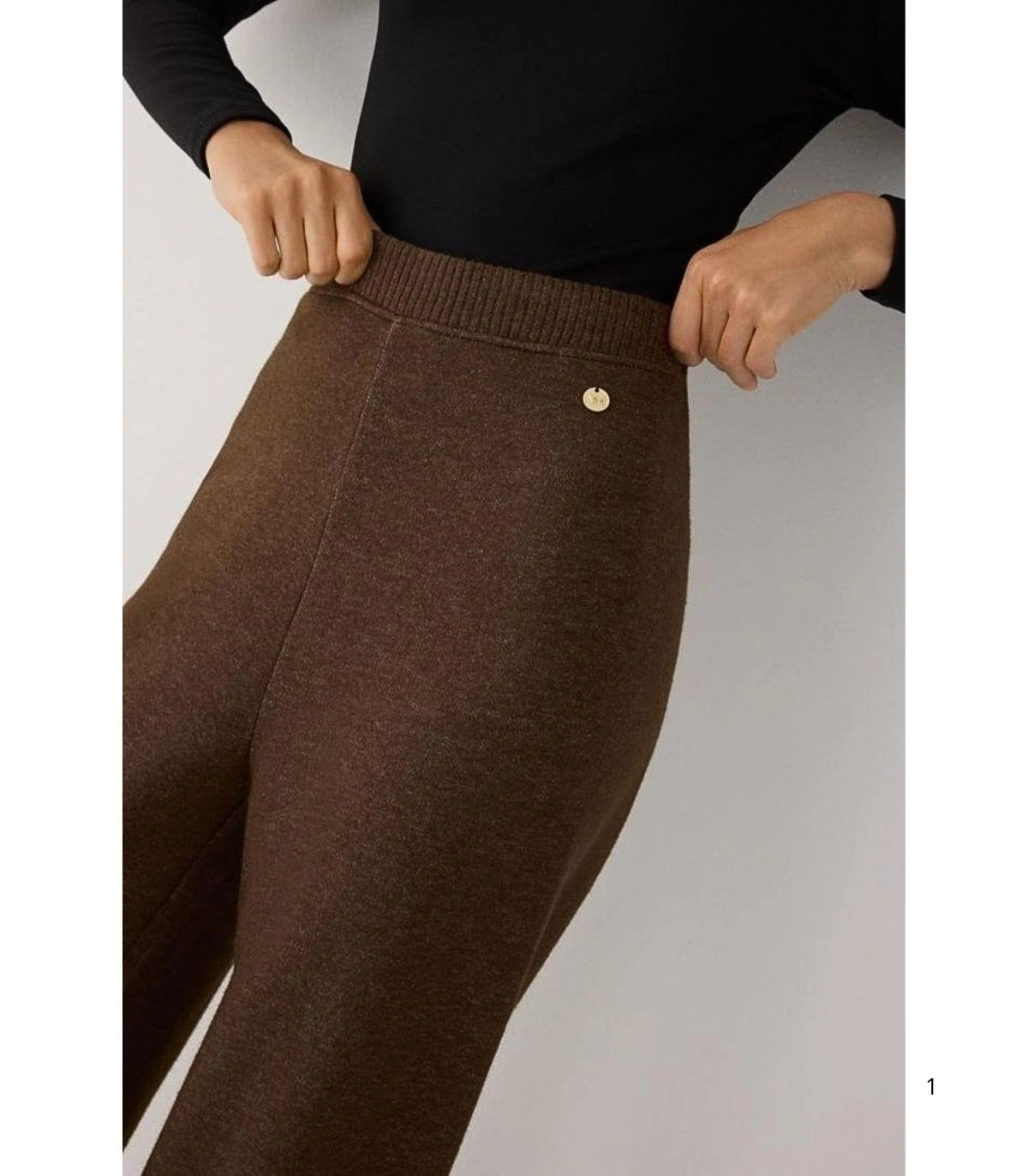 Pantalón Ancho Cálido de Tiro Alto para Mujer en Color Marrón Ysabel Mora 70727