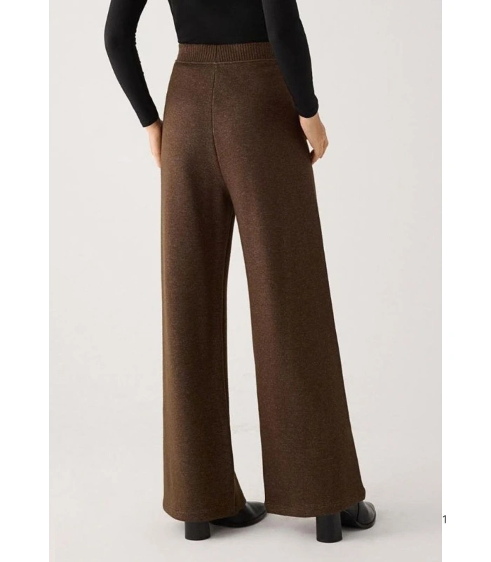 Pantalón Ancho Cálido de Tiro Alto para Mujer en Color Marrón Ysabel Mora 70727