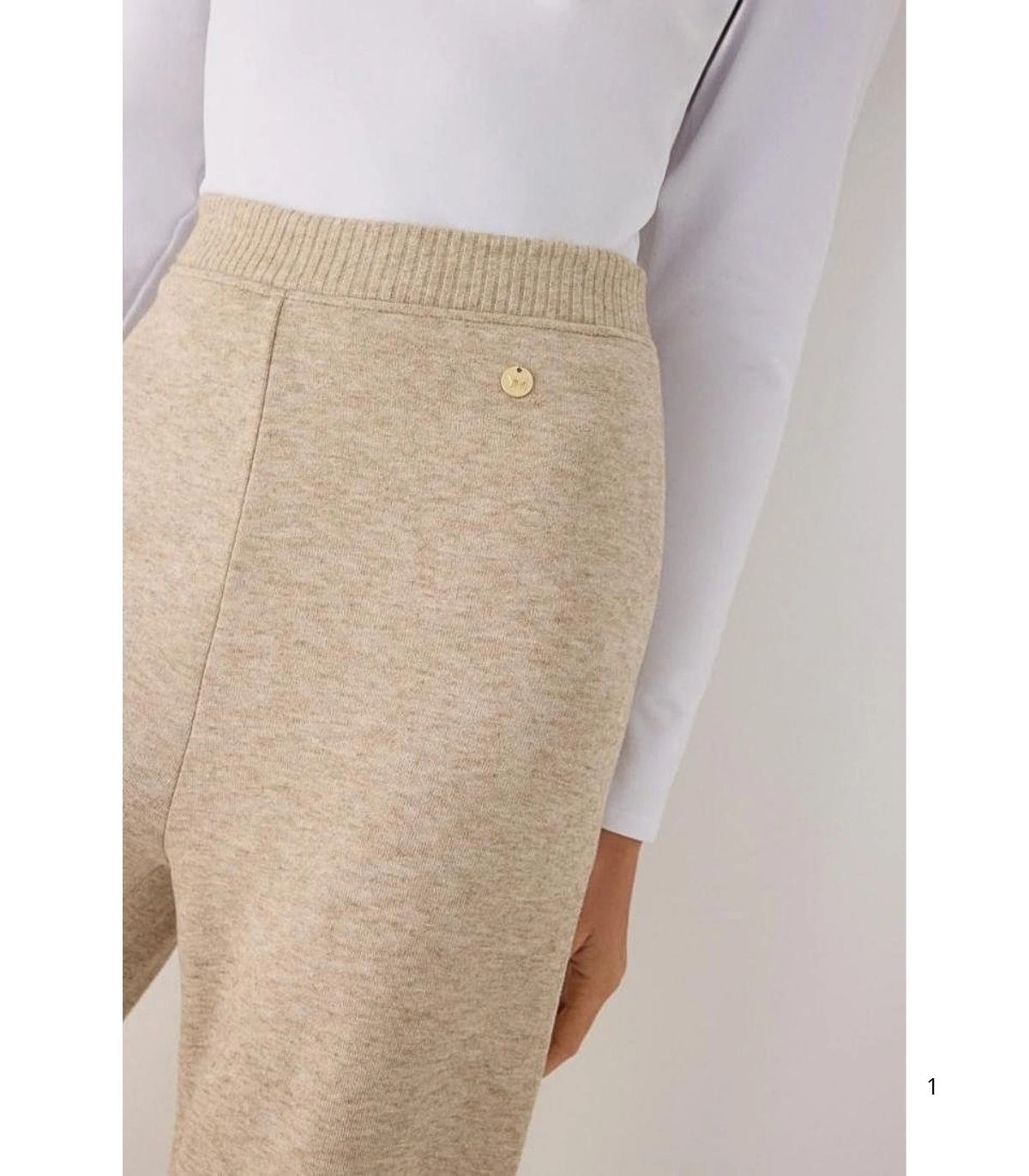 Pantalón Ancho Cálido de Tiro Alto Para Mujer Color Beige Ysabel Mora 70727