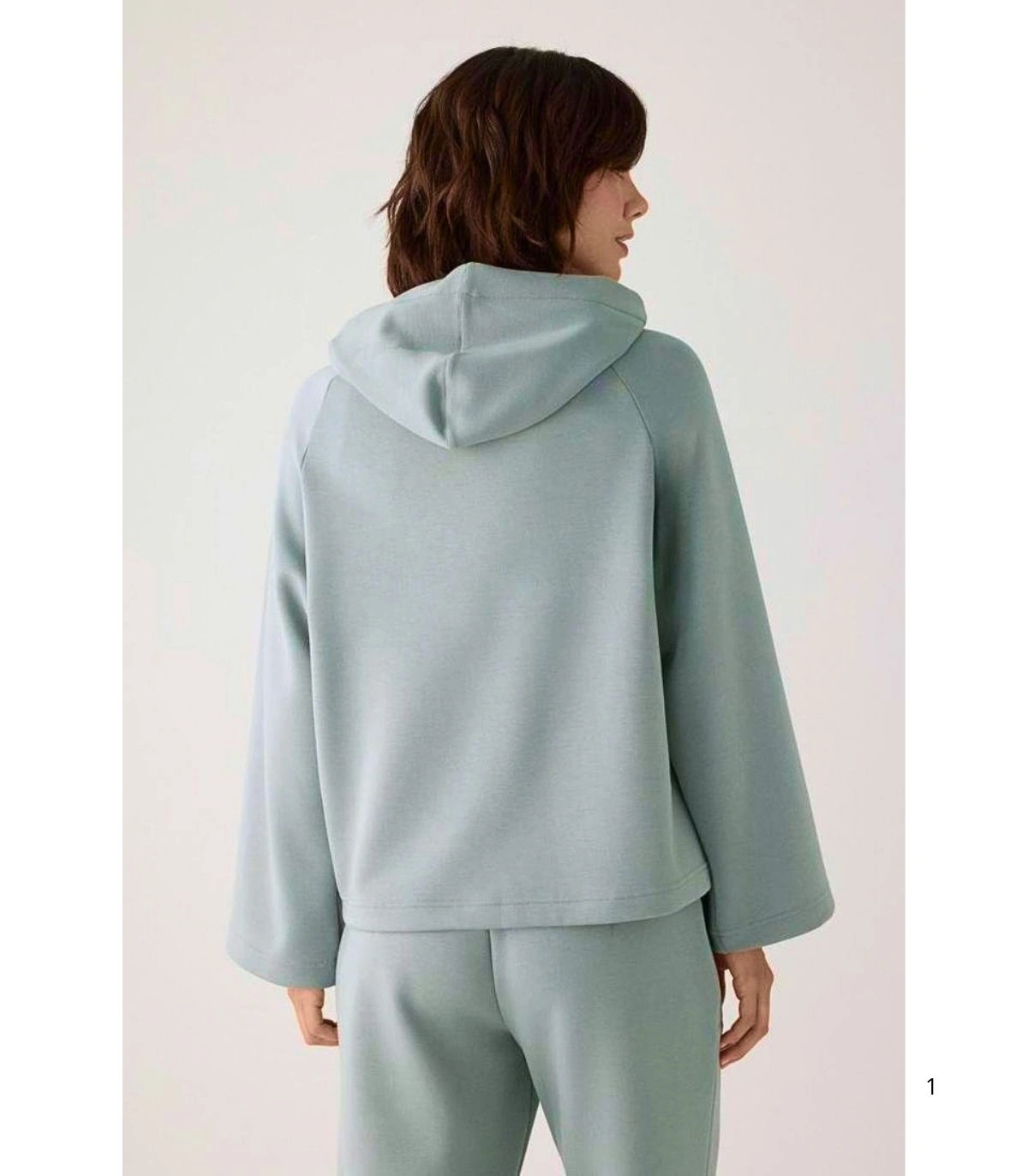 Sudadera Afelpada de Mujer con Capucha y Manga Acampanada en Color Azul Ysabel Mora 70740