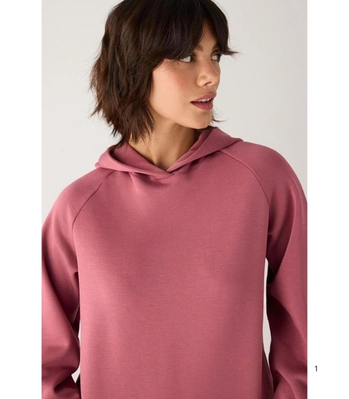 Sudadera Afelpada de Mujer con Capucha y Manga Acampanada en Color Rosa Ysabel Mora 70740