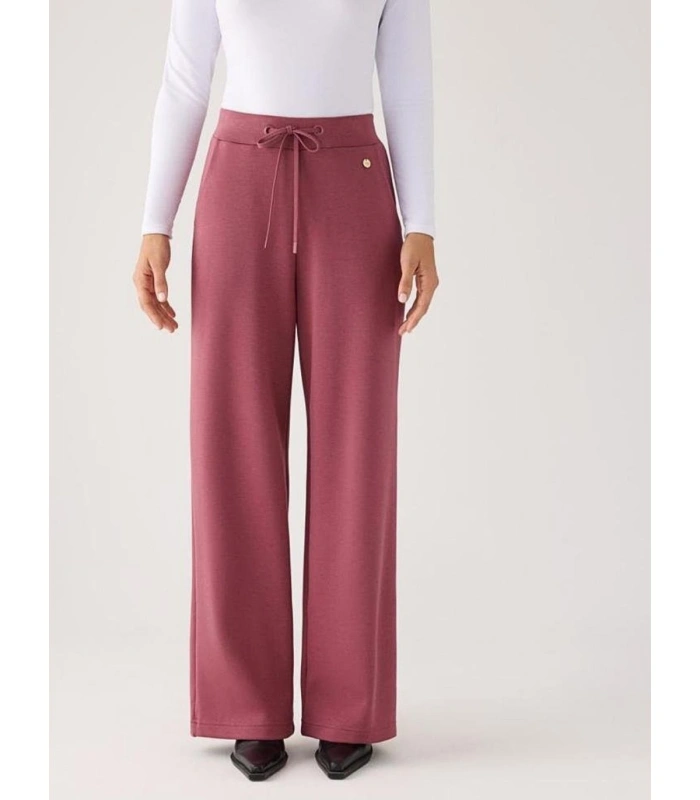 Pantalón Recto Afelpado de Mujer con Tiro Alto en Color Rosa Ysabel Mora 70743