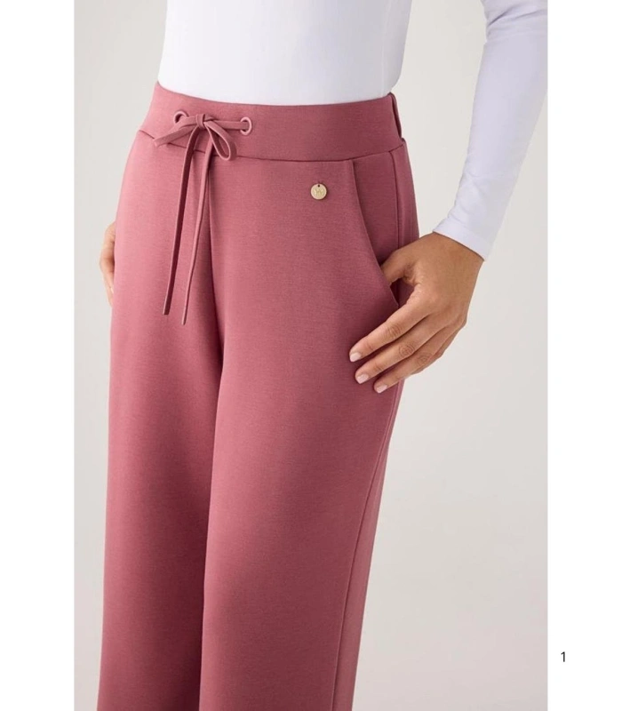 Pantalón Recto Afelpado de Mujer con Tiro Alto en Color Rosa Ysabel Mora 70743