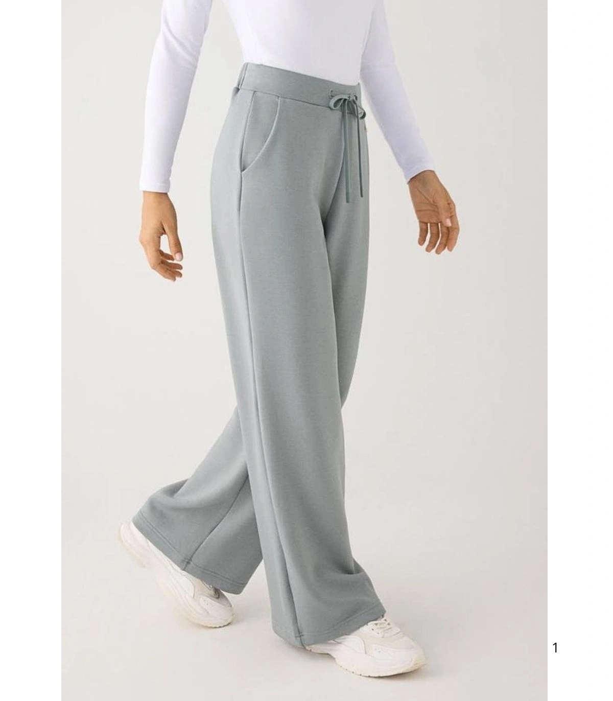 Pantalón Recto Afelpado de Mujer con Tiro Alto en Color Azul Ysabel Mora 70743