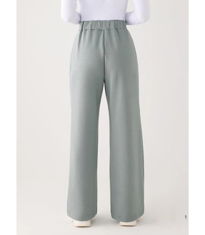 Pantalón Recto Afelpado de Mujer con Tiro Alto en Color Azul Ysabel Mora 70743