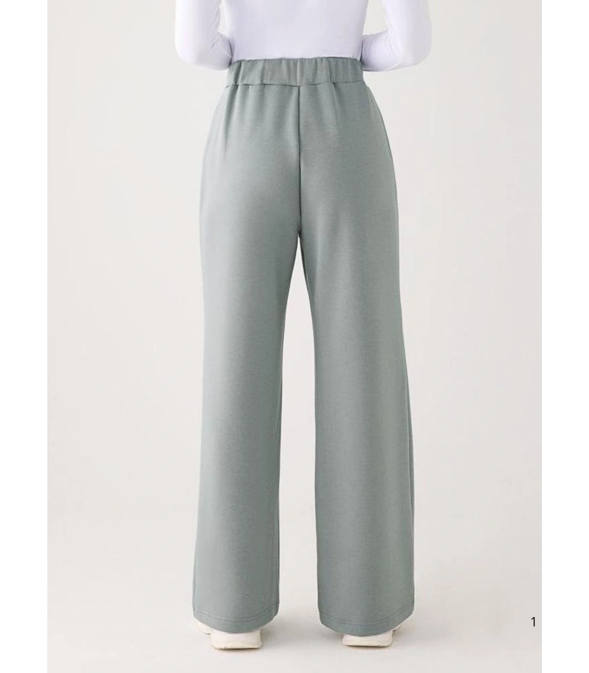 Pantalón Recto Afelpado de Mujer con Tiro Alto en Color Azul Ysabel Mora 70743