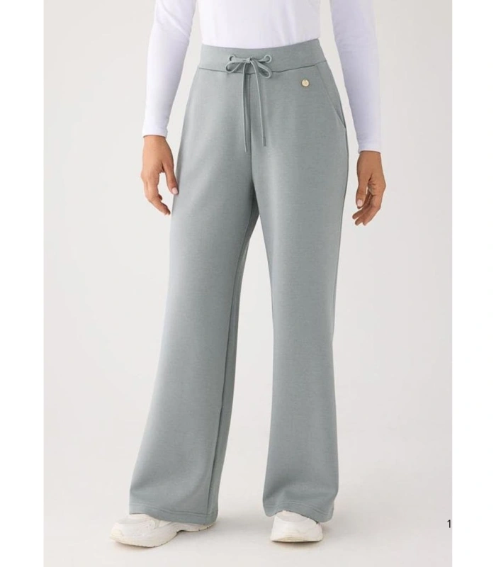 Pantalón Recto Afelpado de Mujer con Tiro Alto en Color Azul Ysabel Mora 70743
