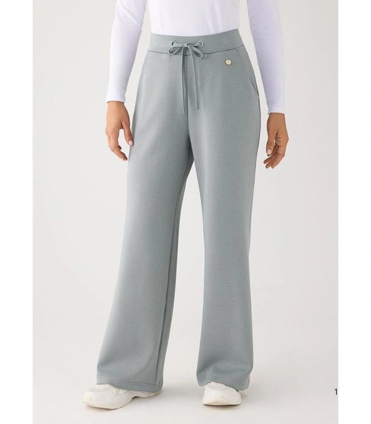 Pantalón Recto Afelpado de Mujer con Tiro Alto en Color Azul Ysabel Mora 70743