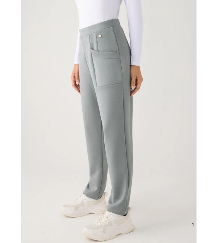Pantalón Slim Afelpado de Mujer con Tiro Alto en Color Azul Ysabel Mora 70744
