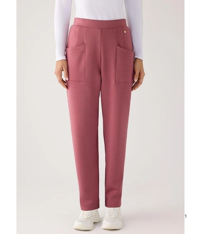 Pantalón Slim Afelpado de Mujer con Tiro Alto en Color Rosa Ysabel Mora 70744
