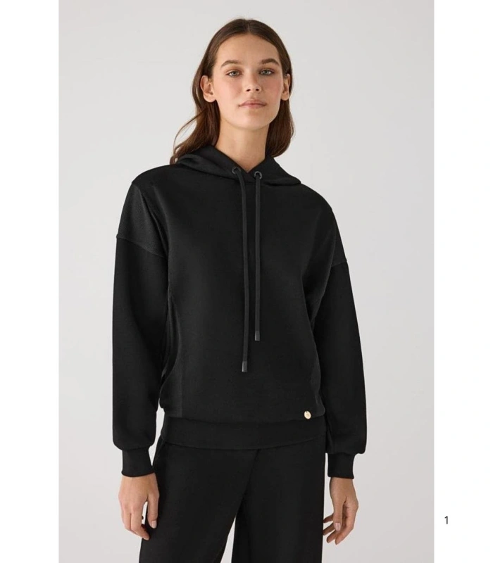 Sudadera Afelpada de Mujer con Capucha en Color Negro Ysabel Mora 70745